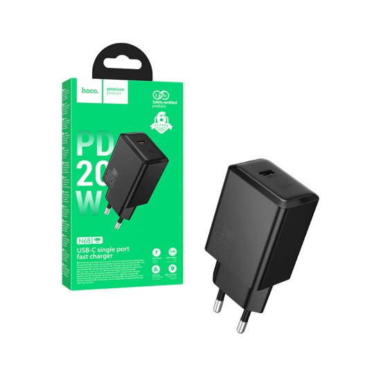 Hoco Adapter N68 Nuevo Single Port PD20W Black